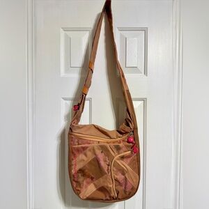MANDARINA DUCK pink brown canvas crossbody bag pockets travel hiking